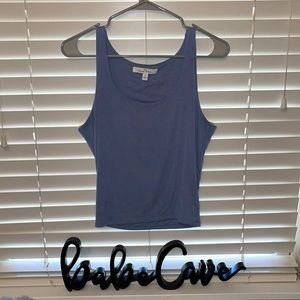 Love Tree Blue Semi-Cropped Tank Top.